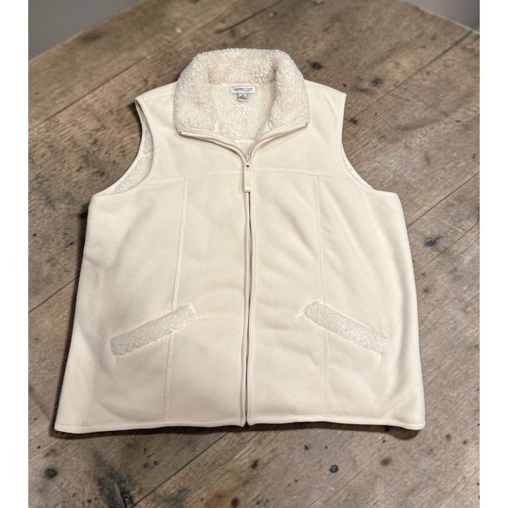 Coldwater Creek Fleece Vest Faux Fur Full Zip‎ Pockets Sz 1X